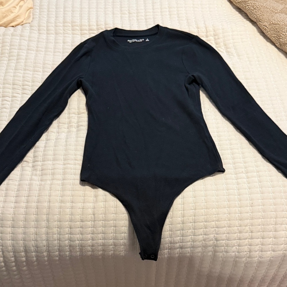 Abercrombie & Fitch Black Long Sleeve Bodysuit